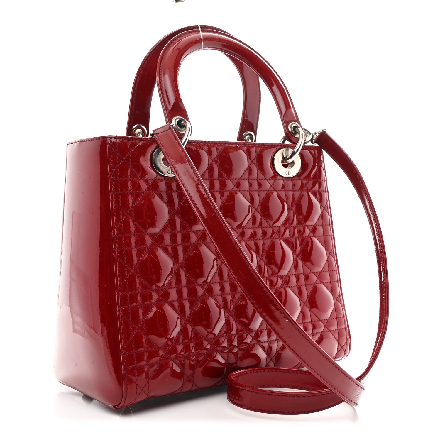 Christian Dior Patent Cannage Medium Lady Dior Red 3 of 12