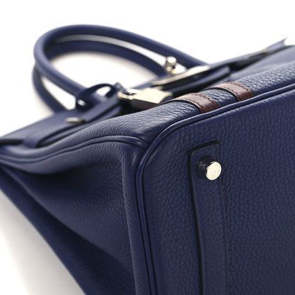 Hermes Togo Swift Officier Birkin 30 Bleu Encre Rouge H 9 of 12