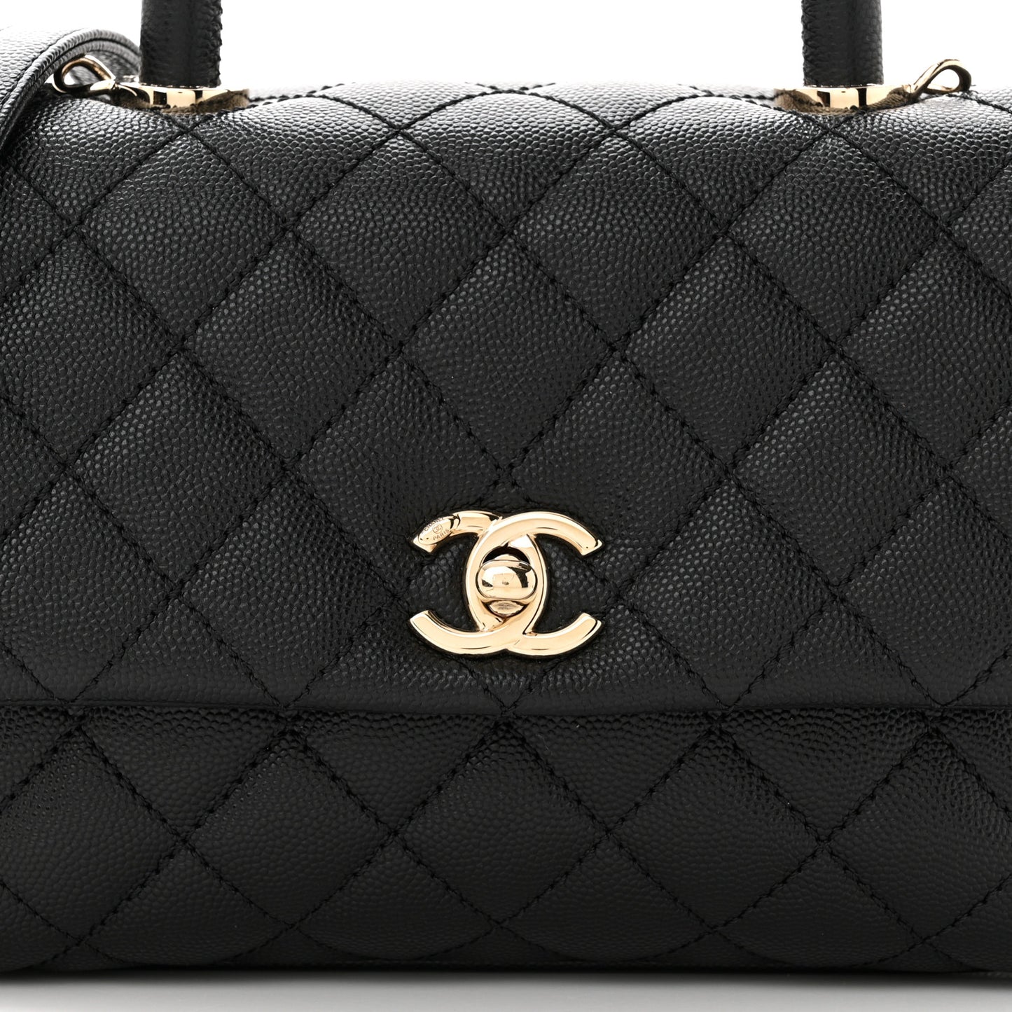 Caviar Quilted Mini Coco Handle Flap Black