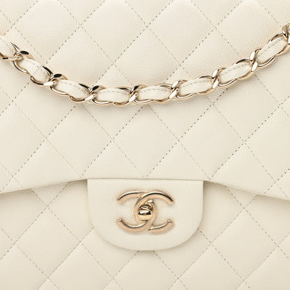 Chanel Caviar Quilted Jumbo Double Flap White 8 of 12