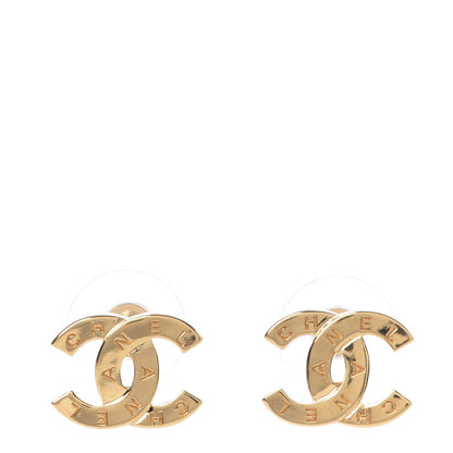 Chanel Metal CC Paris Button Stud Earrings Gold 1 of 5