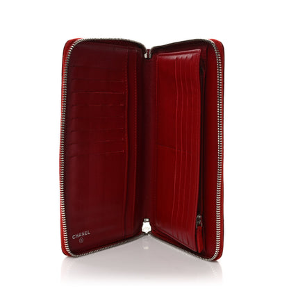 Chanel Lambskin Quilted Large Zip Around Organizer Wallet Red 5 of 10