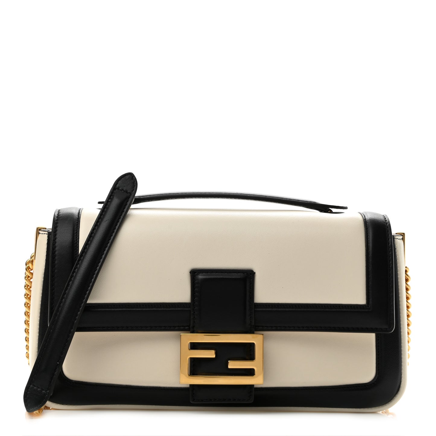 Nappa Apolo Bi-Color Chain Baguette Uovo Black