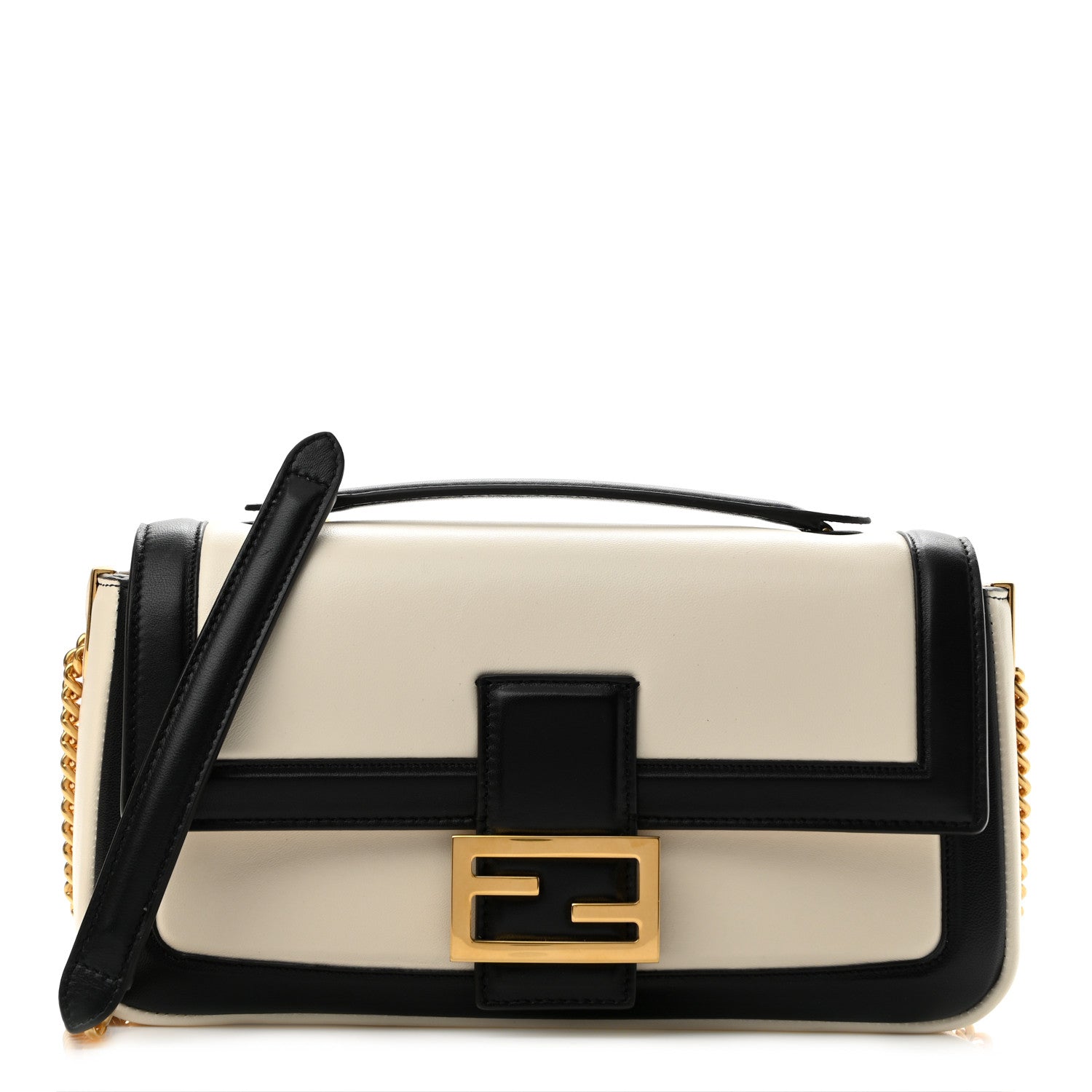 Fendi Nappa Apolo Bi-Color Chain Baguette Uovo Black 1 of 12