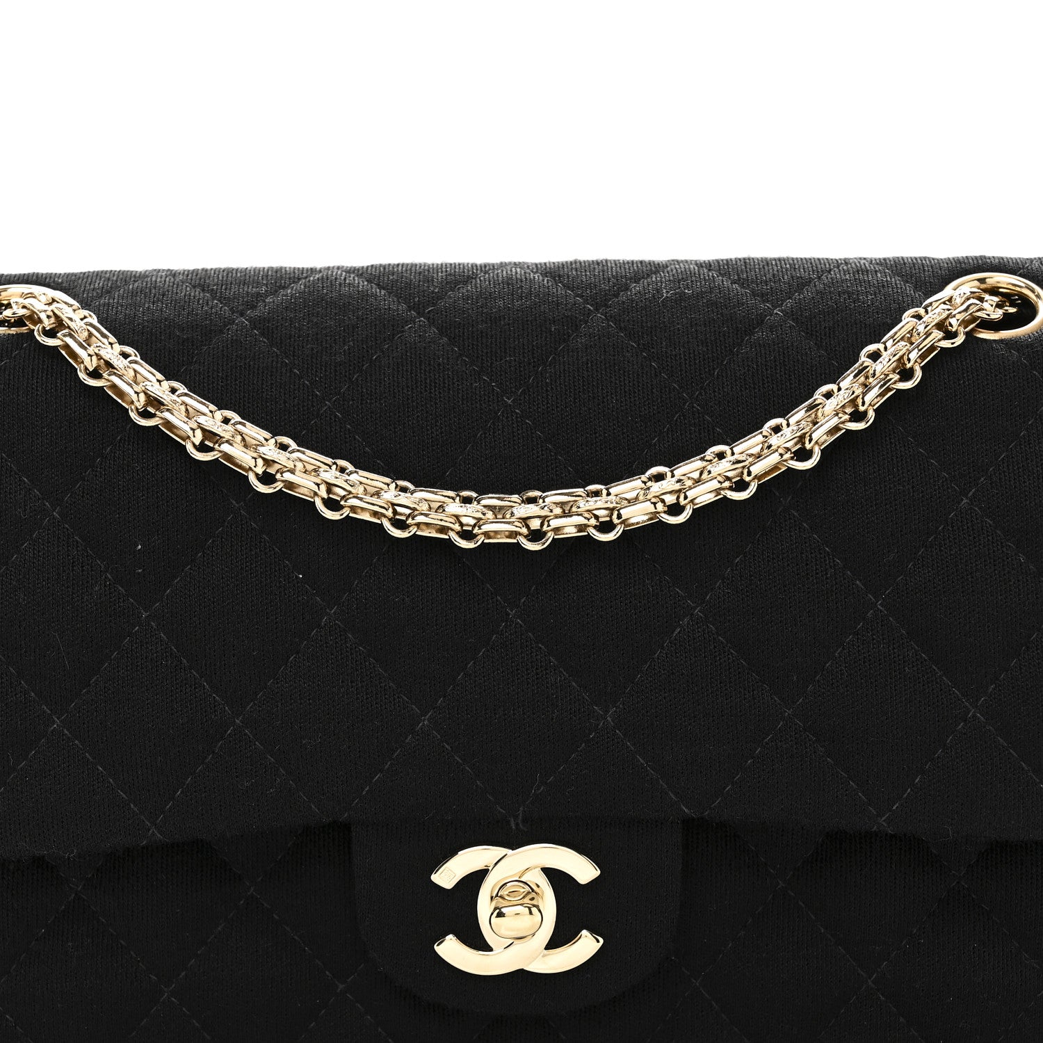 Chanel Jersey Quilted Medium Bijoux Chain Double Flap Black 8 of 10