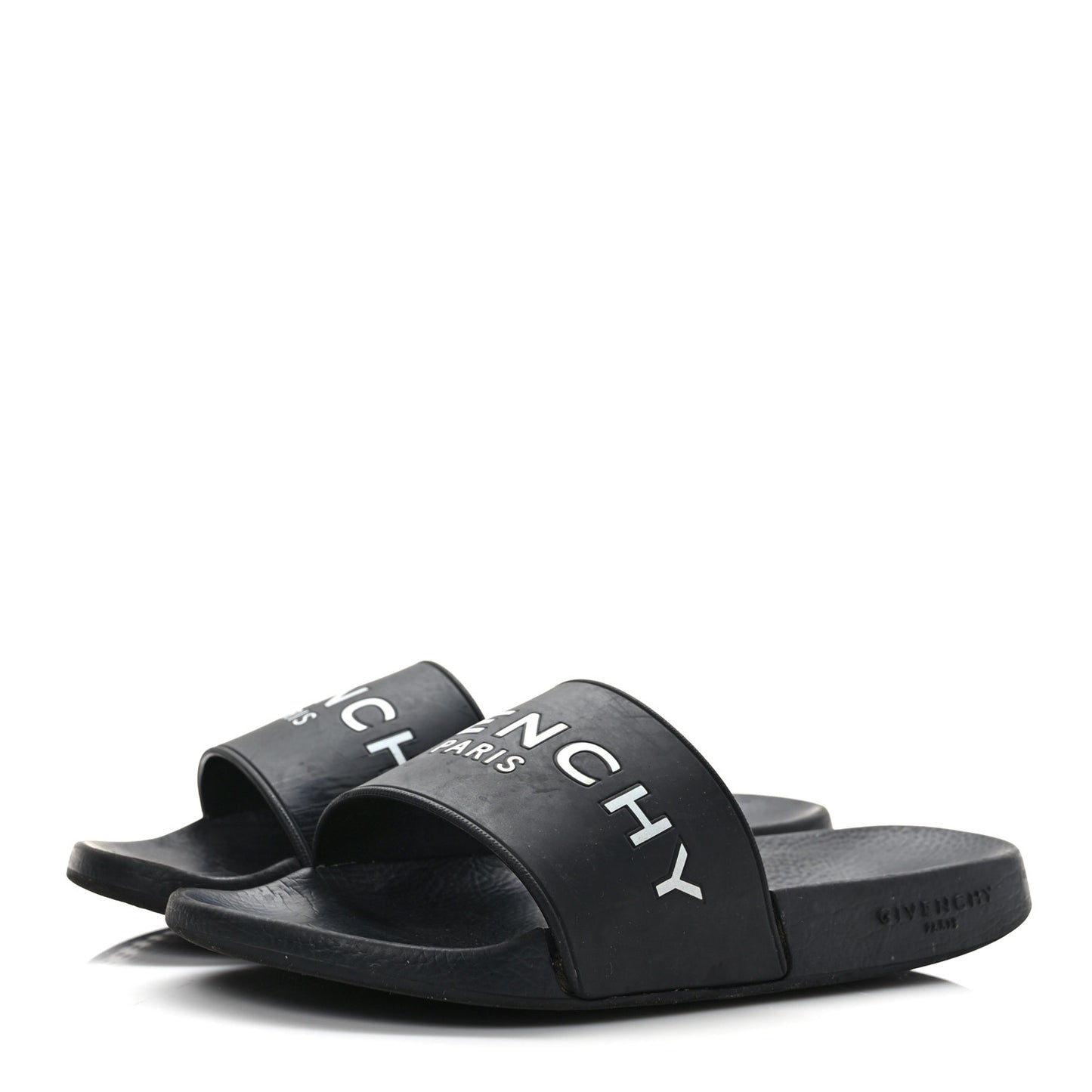 Rubber Logo Pool Slide Sandals 37 Black