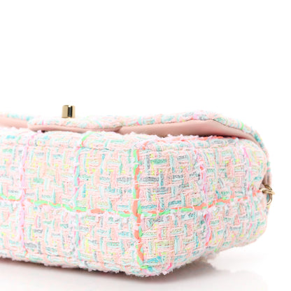 Chanel Tweed Quilted Mini Rectangular Flap Pink Green Orange Purple 11 of 13