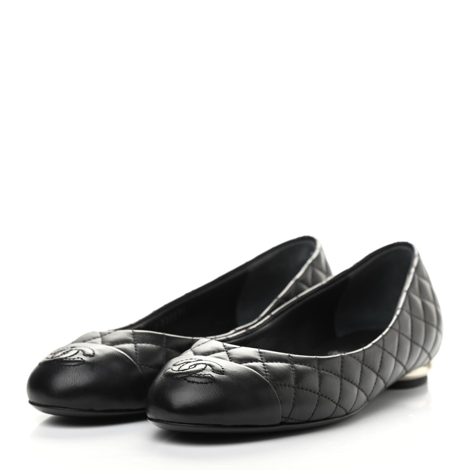 Chanel Lambskin Quilted CC Cap Toe Ballerina Flats 39 Black 35 Black 6 of 18