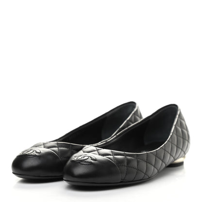 Chanel Lambskin Quilted CC Cap Toe Ballerina Flats 39 Black 35 Black 6 of 18