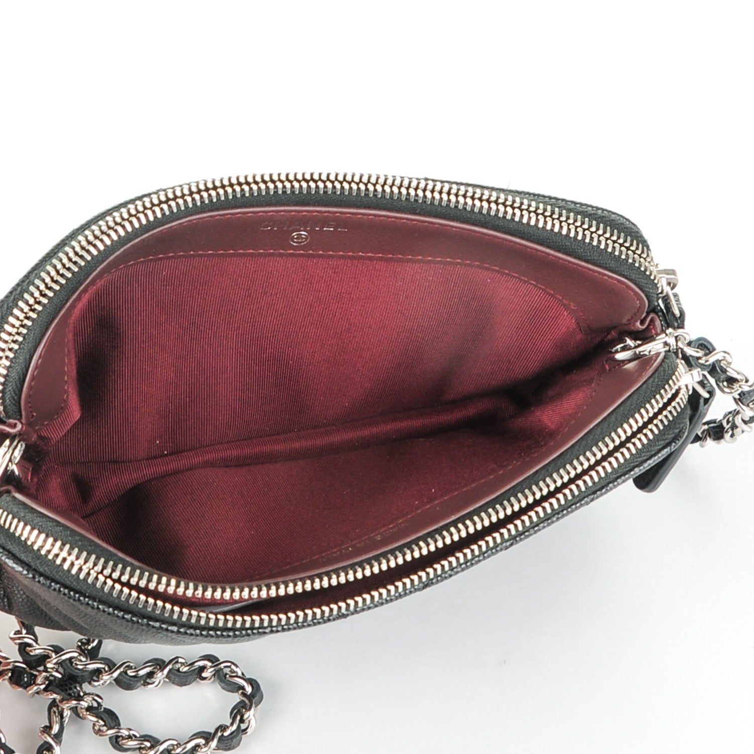 Chanel Caviar Chevron Quilted Small Clutch With Chain Black 5 of 8