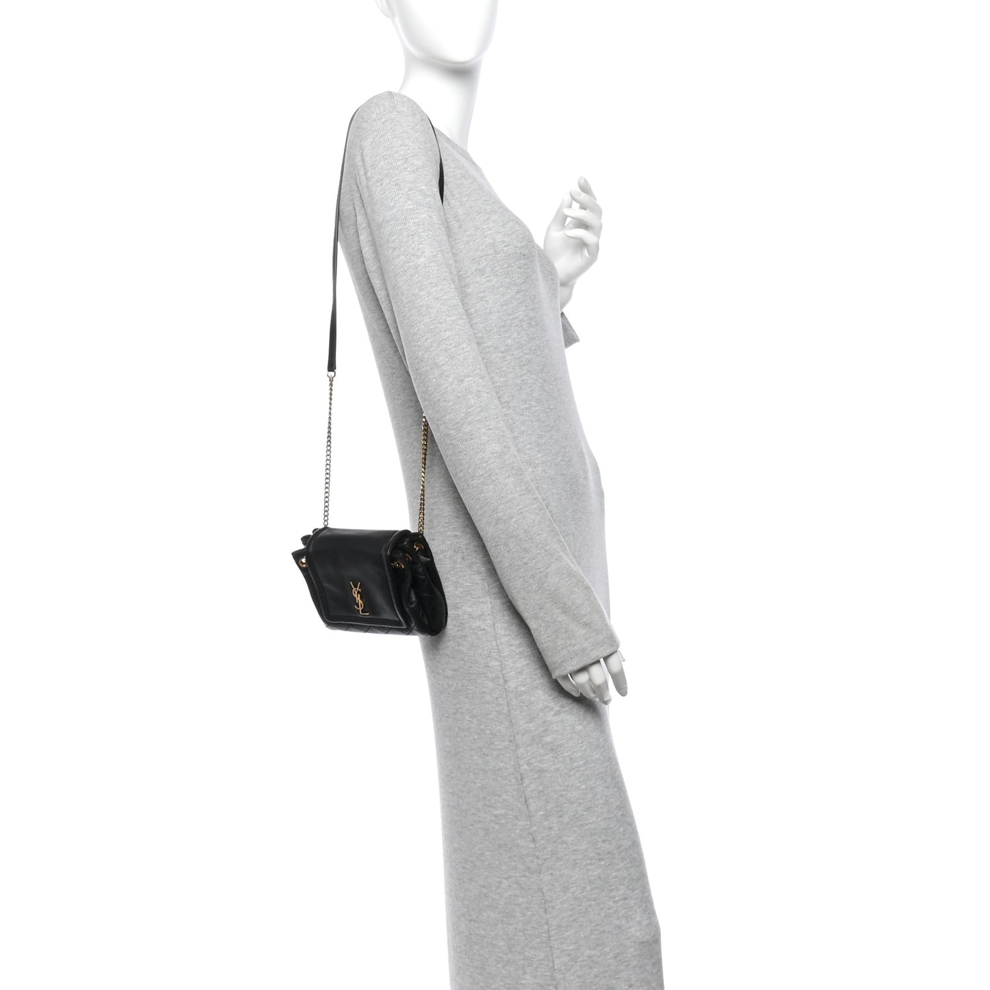 Lambskin Quilted Monogram Mini Nolita Black