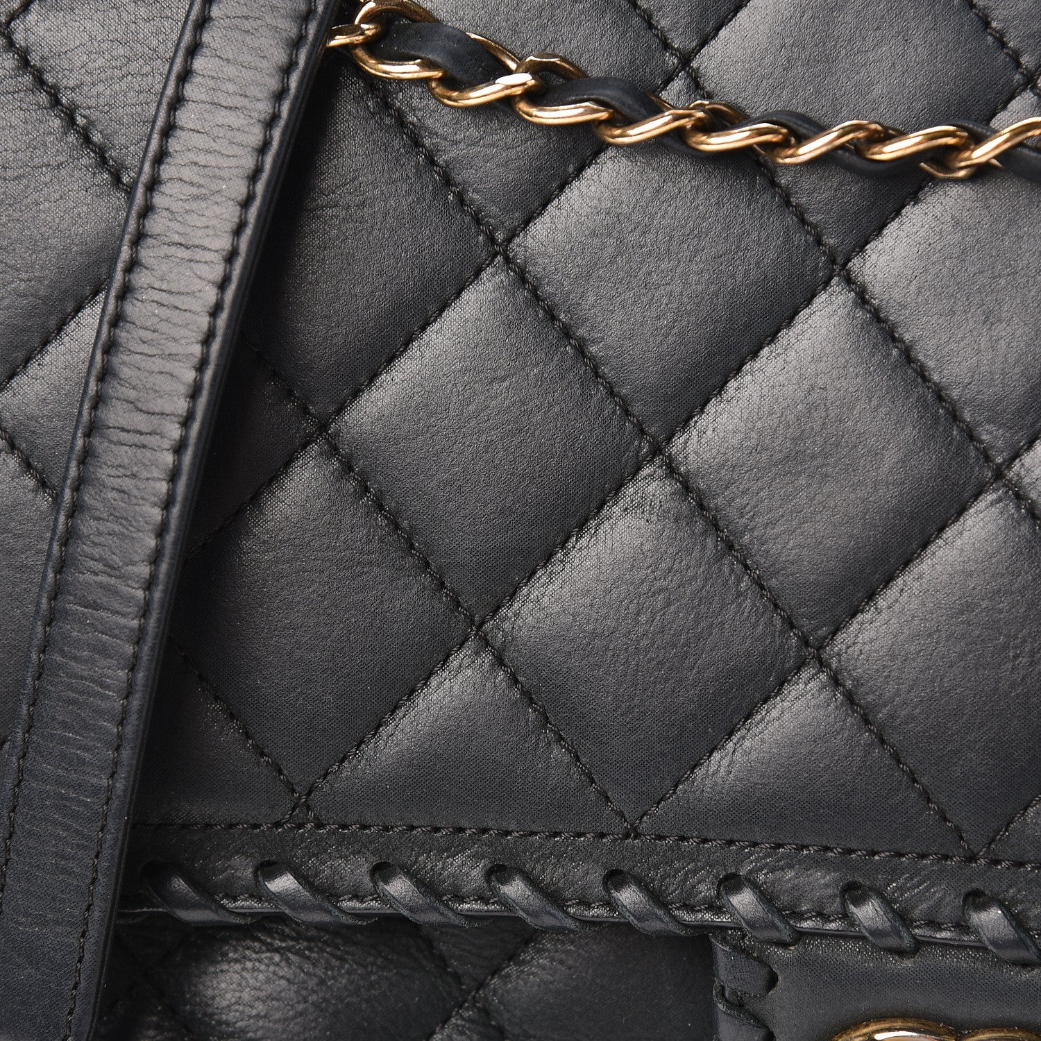 Chanel Suede Calfskin Jumbo Happy Stitch Flap Black 8 of 13