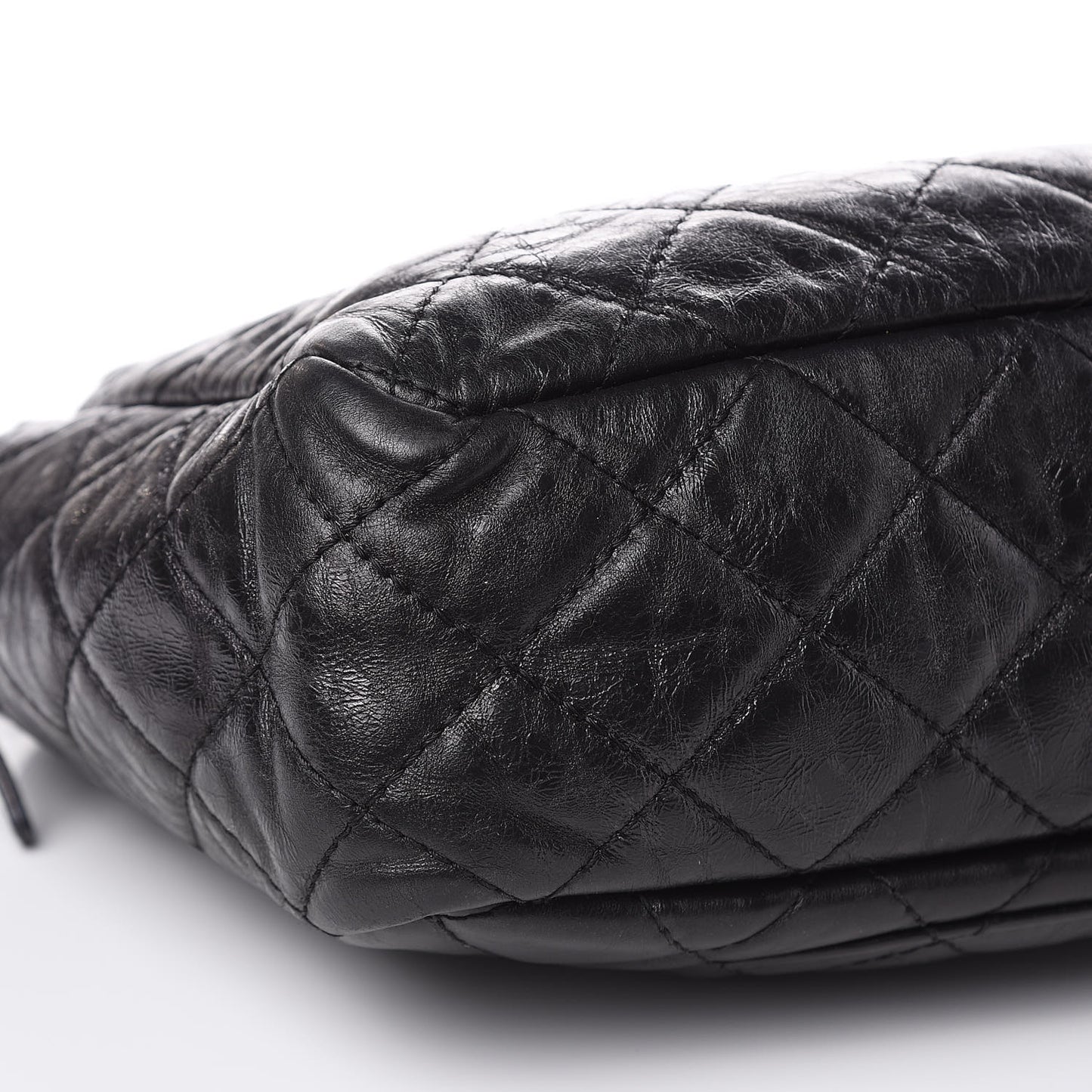Metallic Aged Calfskin Quilted Large Reissue Camera Case Black