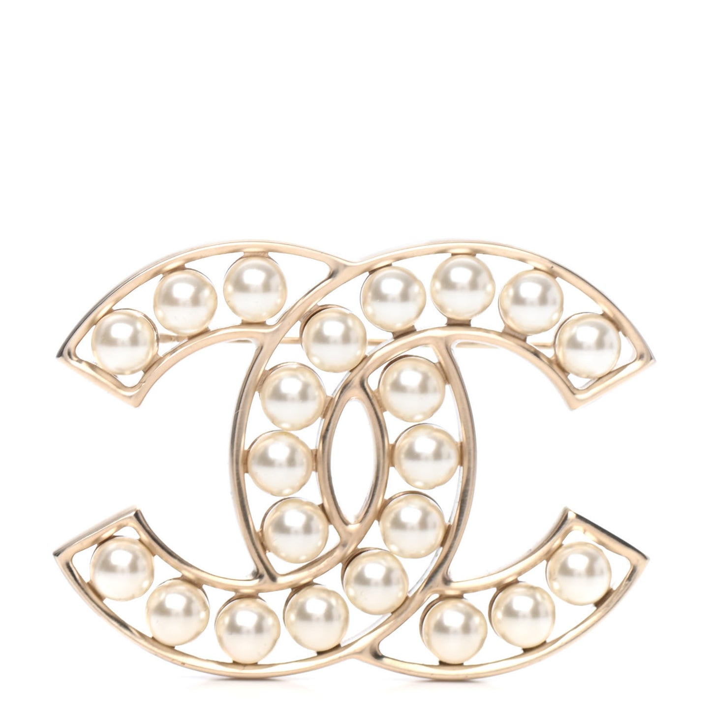 CC Pearl Brooch Pin Gold