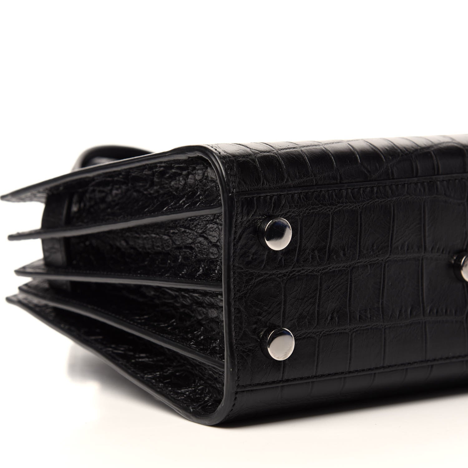 Saint Laurent Calfskin Crocodile Embossed Nano Sac De Jour Black 7 of 11