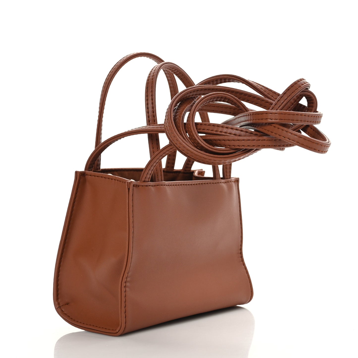 Vegan Leather Small Shopping Bag Tan