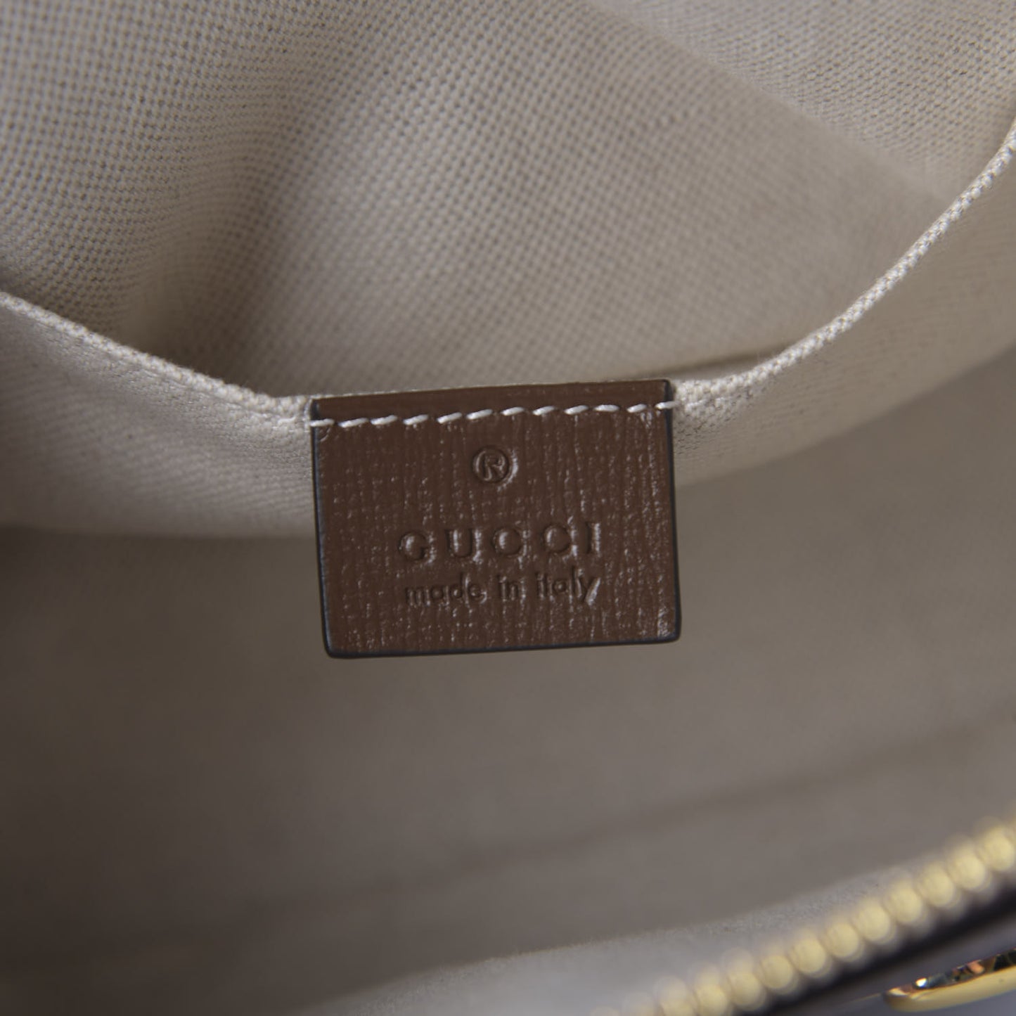 GG Supreme Monogram Azalea Calfskin Mini Horsebit 1955 Top Handle Bag Beige Ebony Brown Sugar