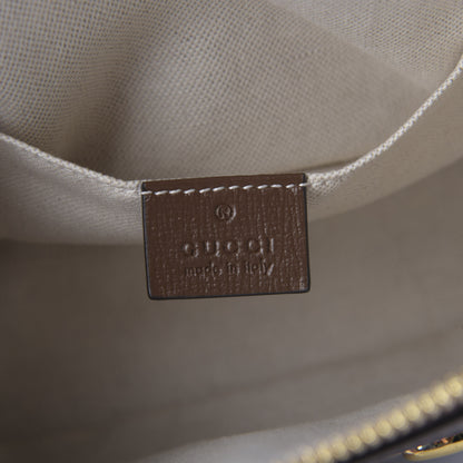 Gucci GG Supreme Monogram Azalea Calfskin Mini Horsebit 1955 Top Handle Bag Beige Ebony Brown Sugar 8 of 9