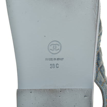 Chanel Denim Quilted Dad Sandals 38 Blue 7 of 13