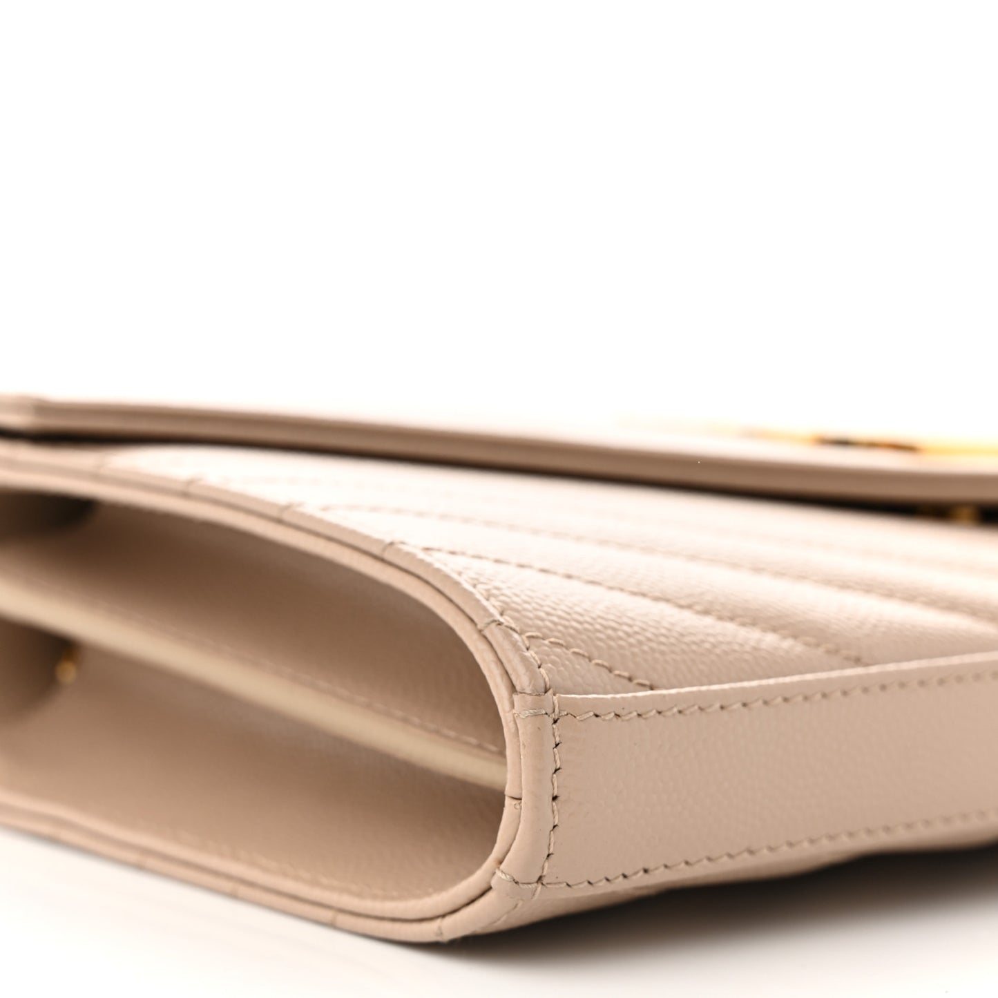 Grain De Poudre Matelasse Chevron Monogram Chain Wallet Dark Beige