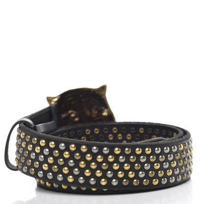 Gucci Calfskin Studded Feline Belt 85 34 Black 3 of 7