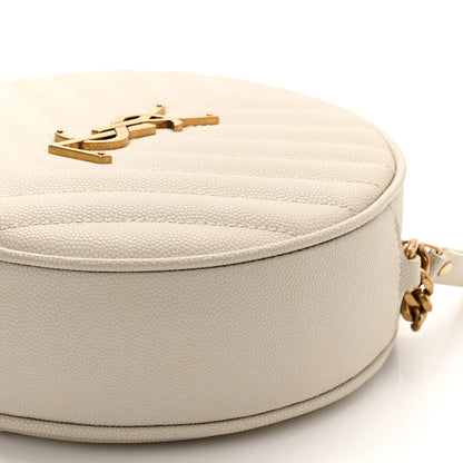 Saint Laurent Grain De Poudre Matelasse Chevron Quilted Round Vinyle Camera Bag Crema Soft 10 of 10