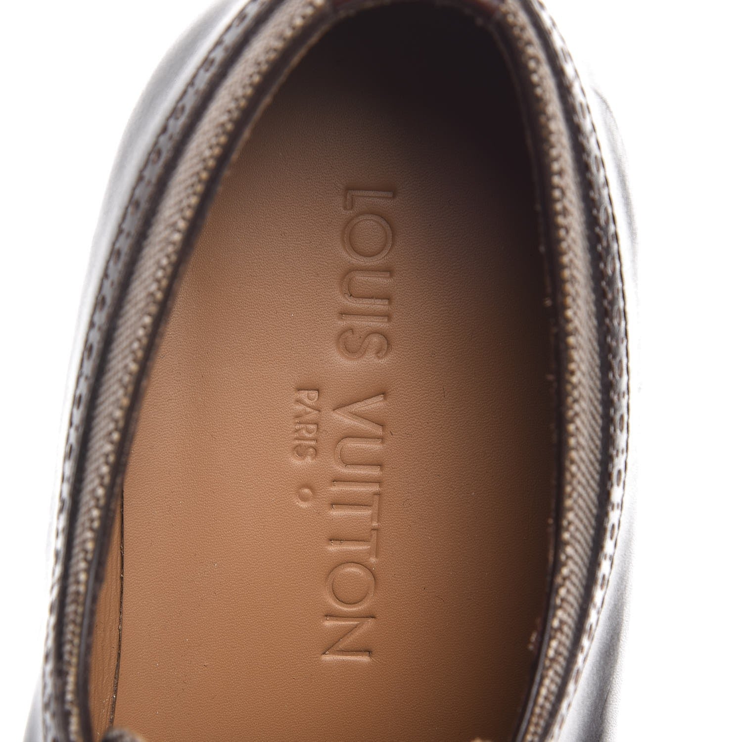 Louis Vuitton Mens Calfskin Canvas Lace Up Shoes 7.5 Brown 7 of 9