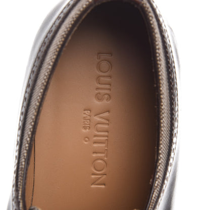 Louis Vuitton Mens Calfskin Canvas Lace Up Shoes 7.5 Brown 7 of 9
