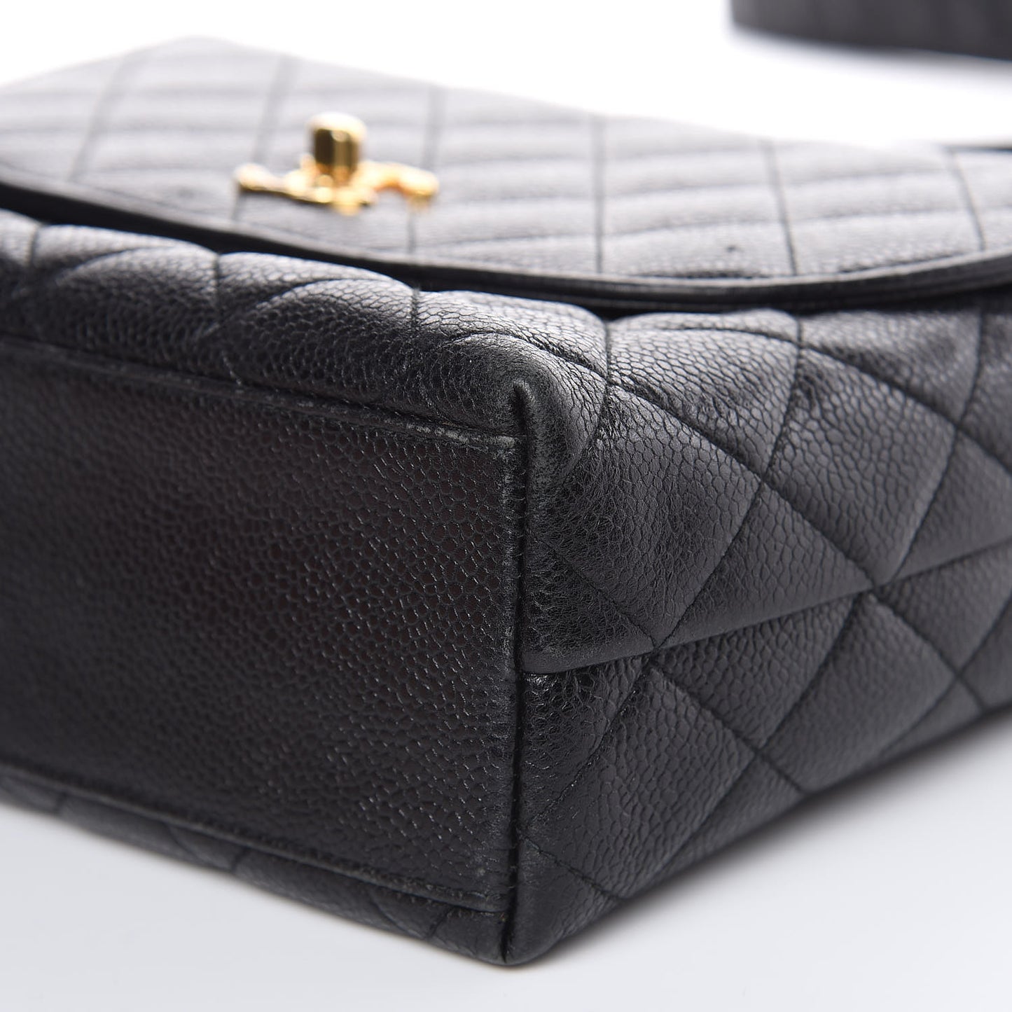 Caviar Quilted Flap Shoulder Bag Black