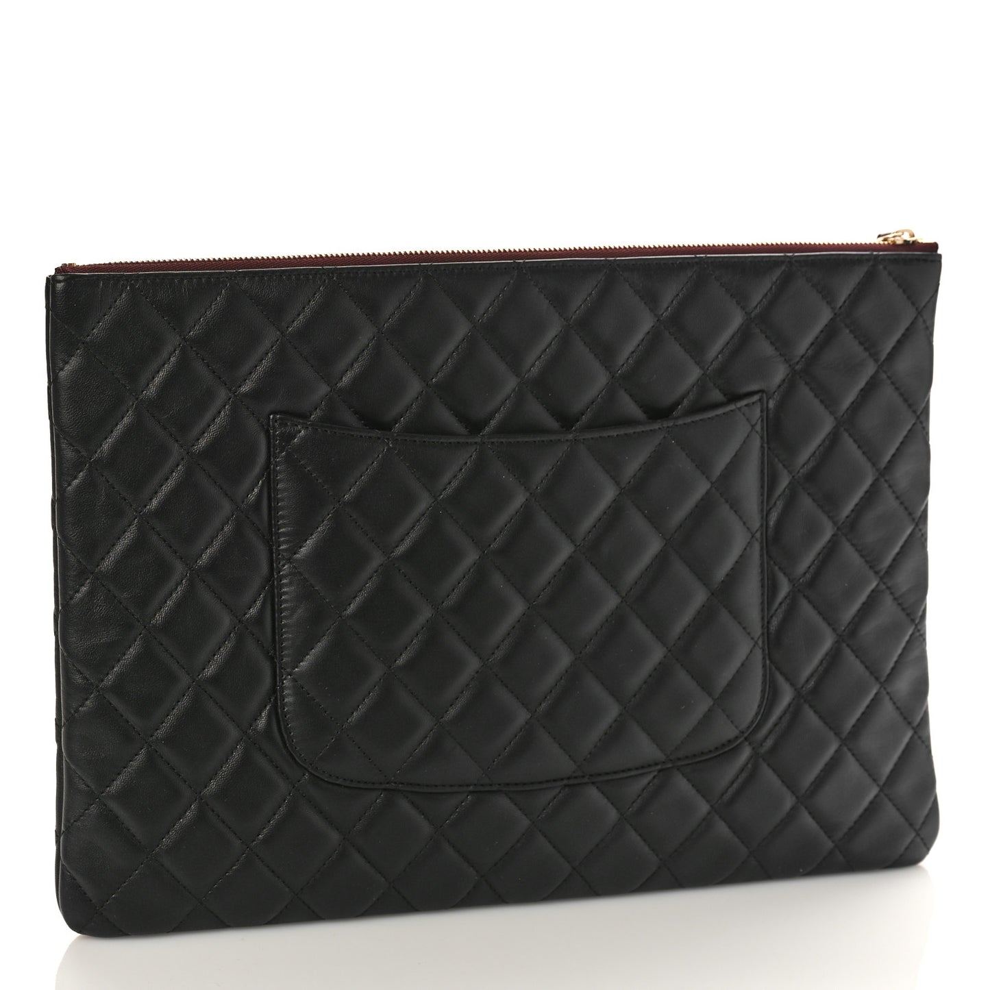 Lambskin Quilted Large Cosmetic Case Black