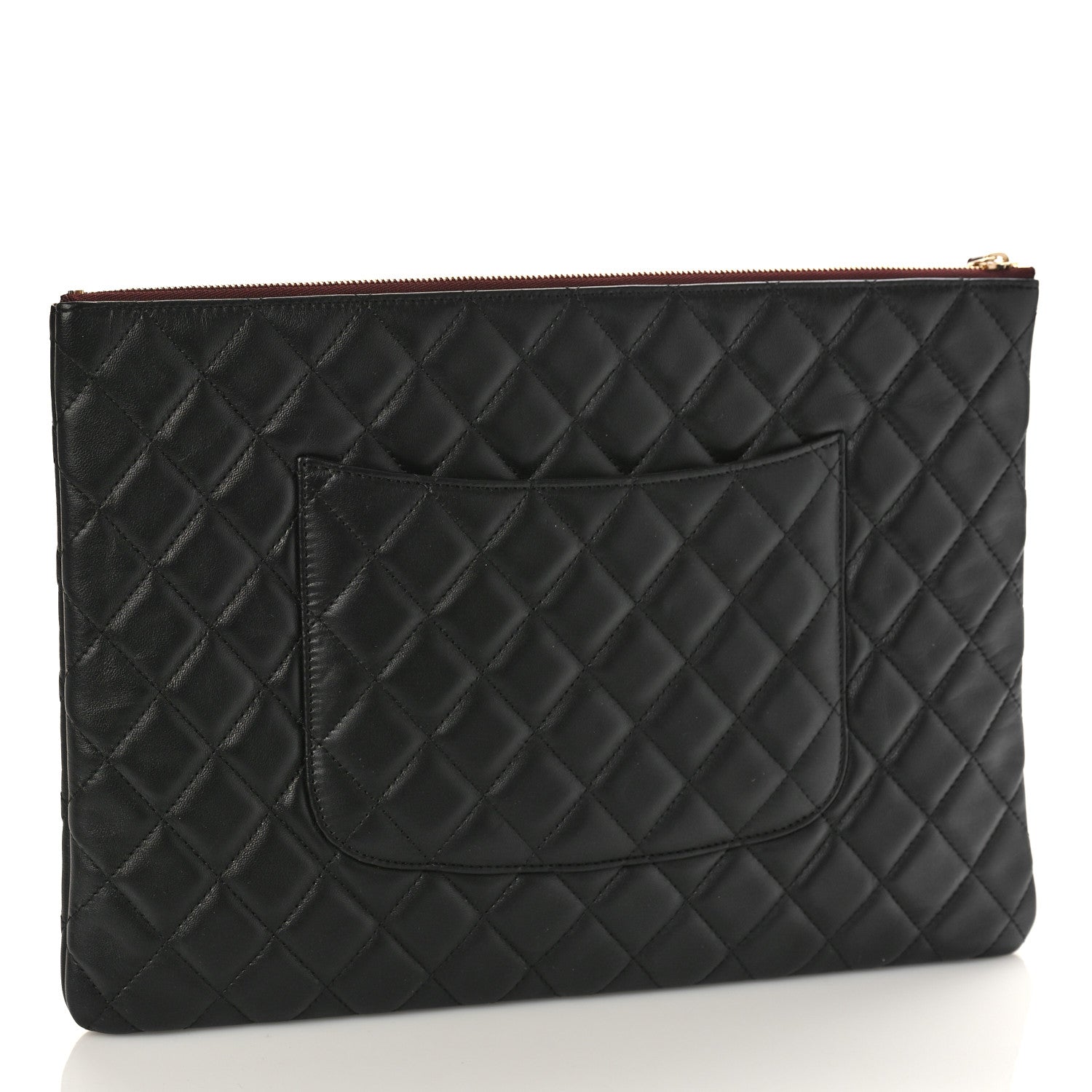 Chanel Lambskin Quilted Large Cosmetic Case Black 3 of 9
