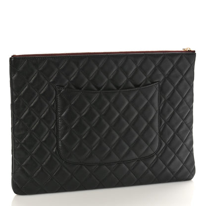 Chanel Lambskin Quilted Large Cosmetic Case Black 3 of 9