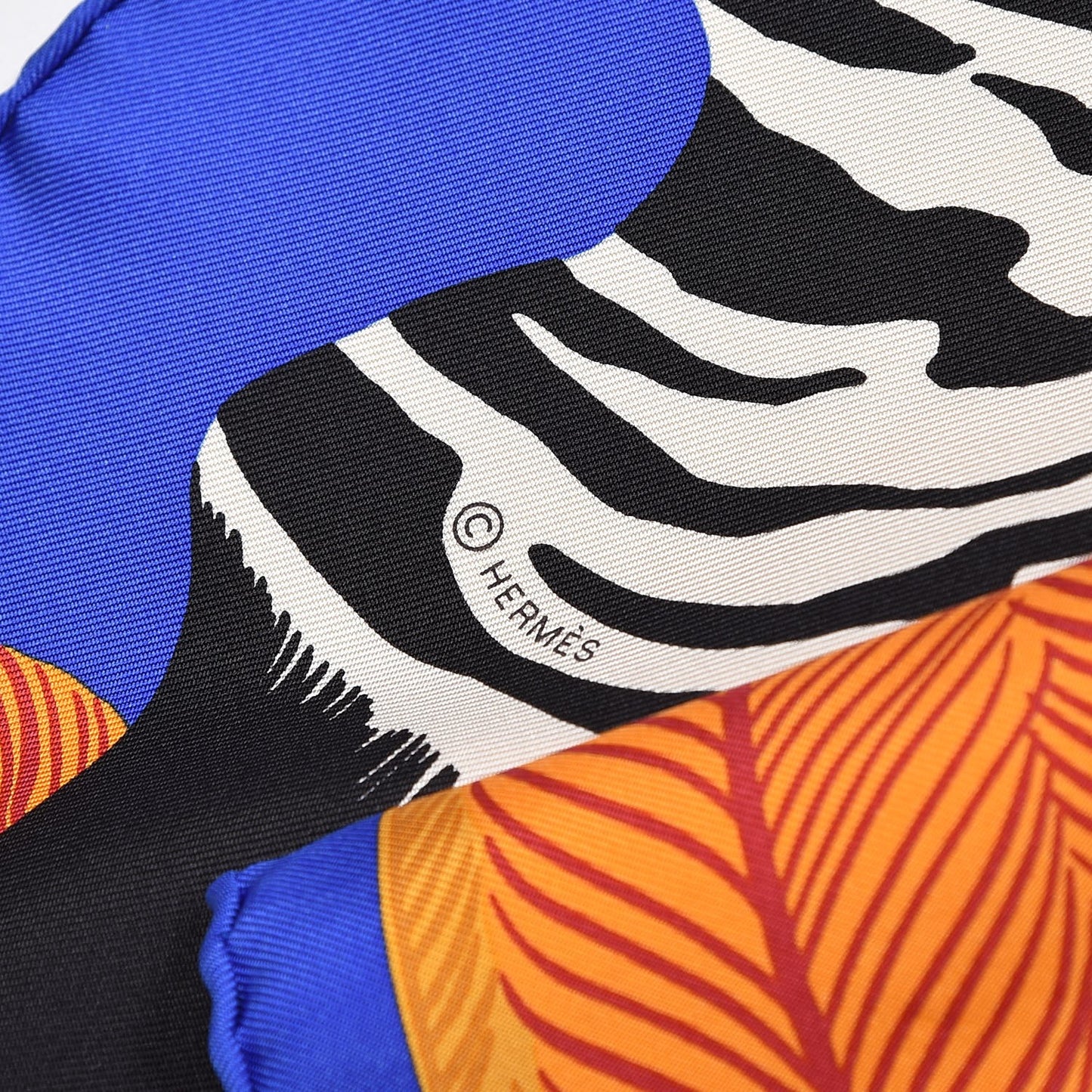Silk Zebra Pegasus Scarf 90 Bleu Klein Violet Orange