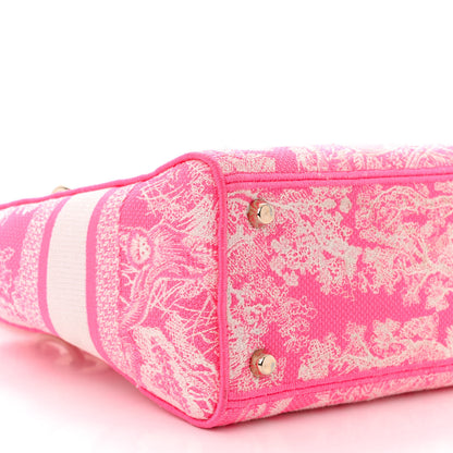 Christian Dior Canvas Toile De Jouy Reverse Embroidered Medium Lady D-Lite Fluorescent Pink 9 of 10