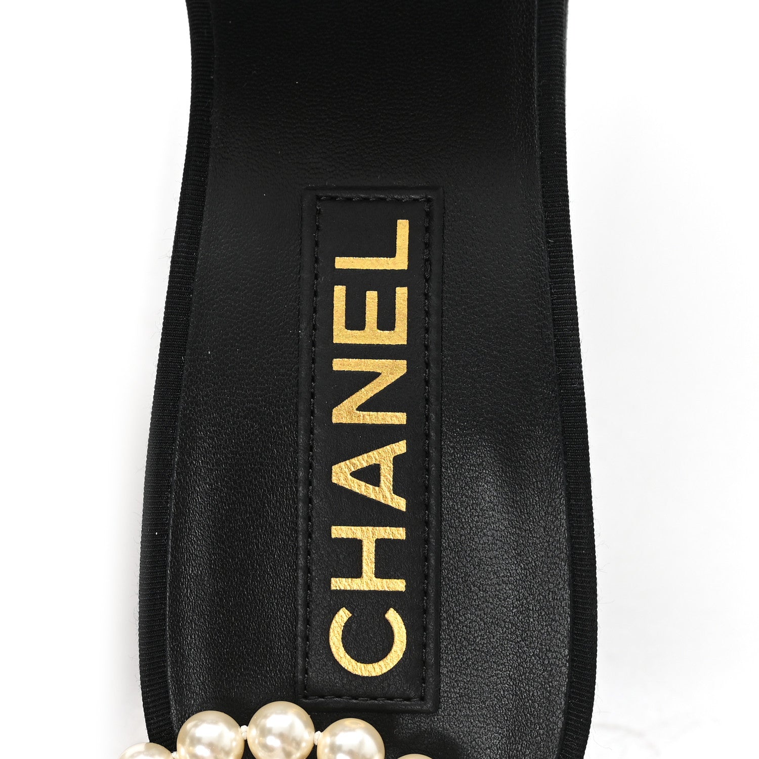 シャネル★ Chanel Silk Pearl Ankle Strap Sandals 38 Black Light Pink 1880459