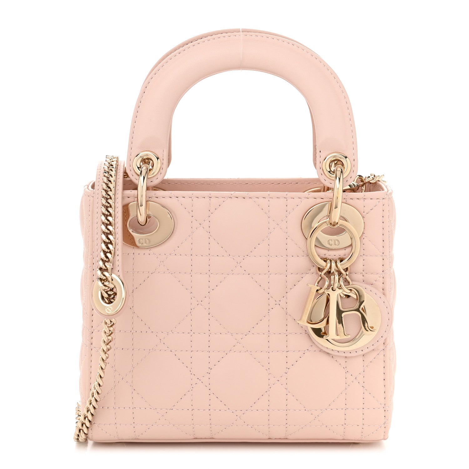 Christian Dior Lambskin Cannage Mini Lady Dior Powder Pink 1 of 10