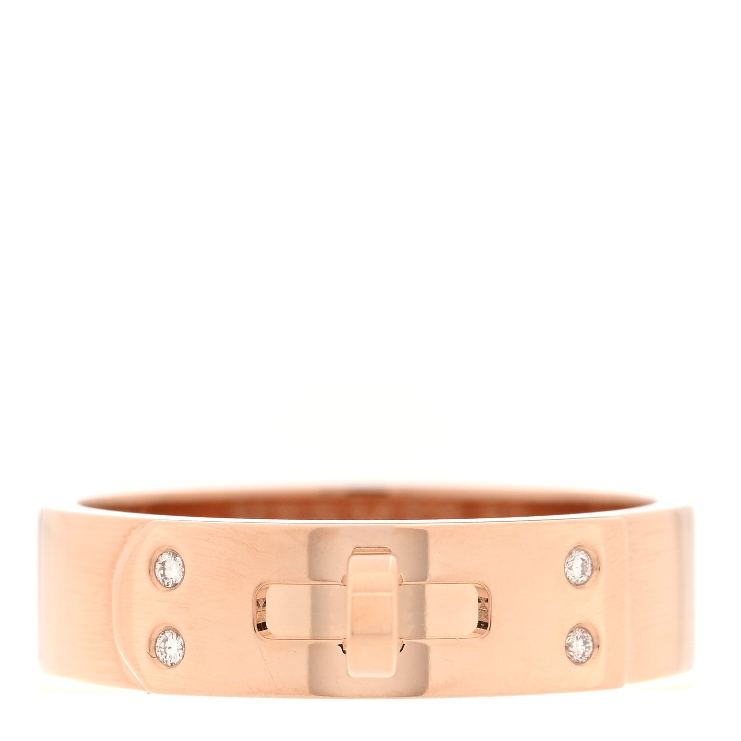 Hermes 18K Rose Gold Diamond PM Kelly Ring 52 6 1 of 5