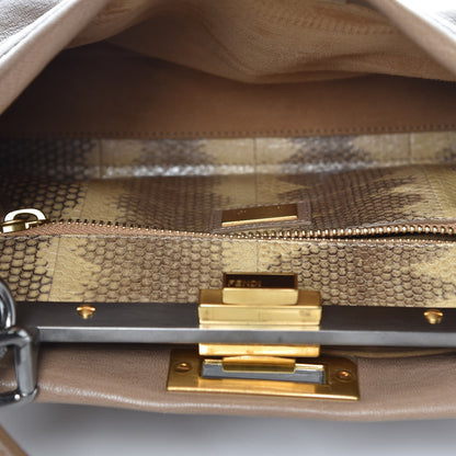 Fendi Goatskin Watersnake Medium Peekaboo Iconic Satchel Taupe Phard 7 of 9