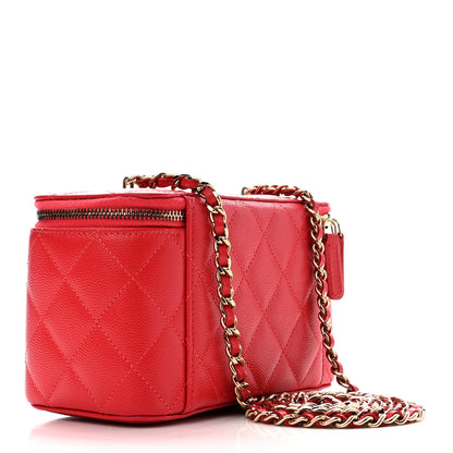 Chanel Caviar Quilted Small Vanity Case With Chain Red 3 of 10