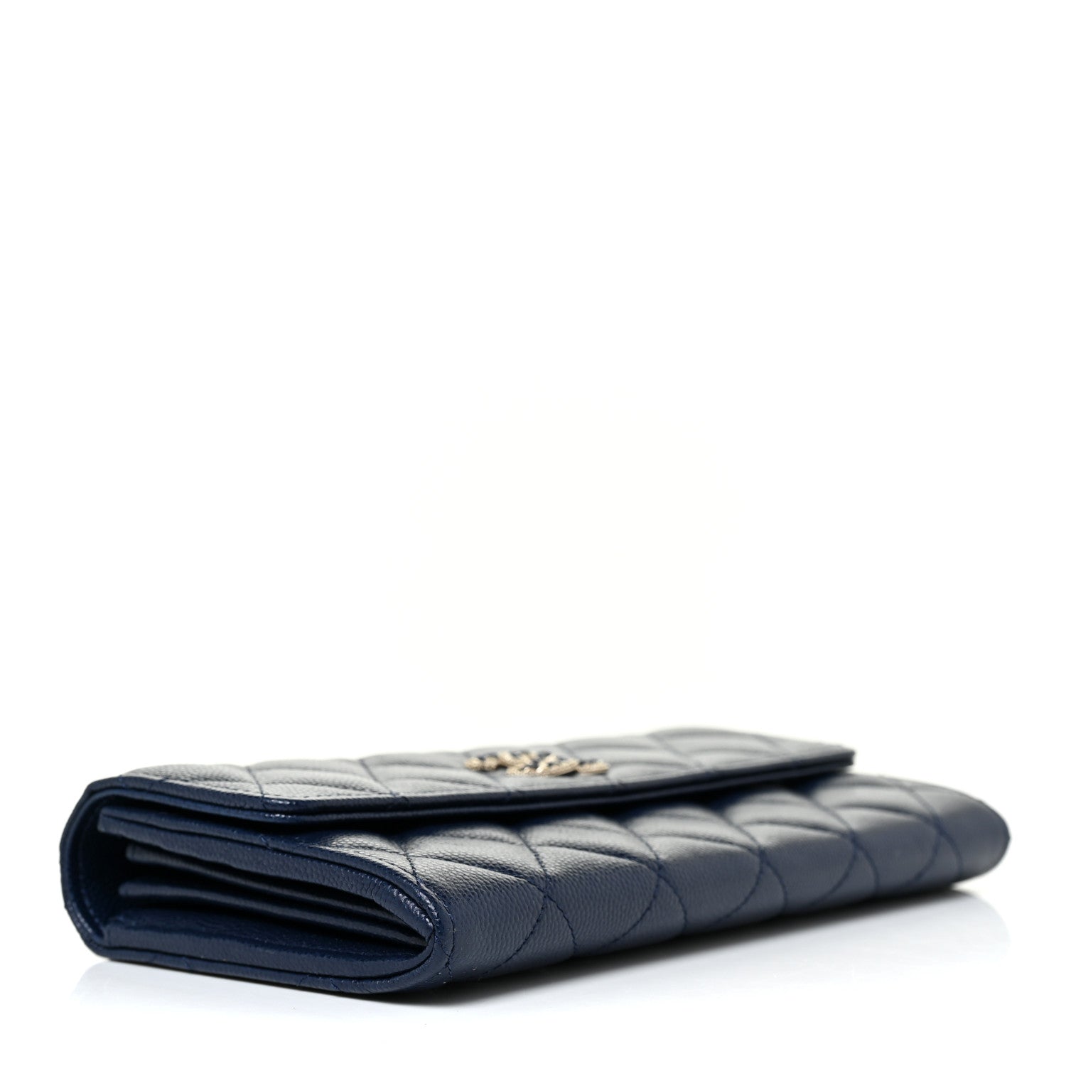 Chanel Caviar Quilted Crystal Long Flap Wallet Navy Blue 4 of 13