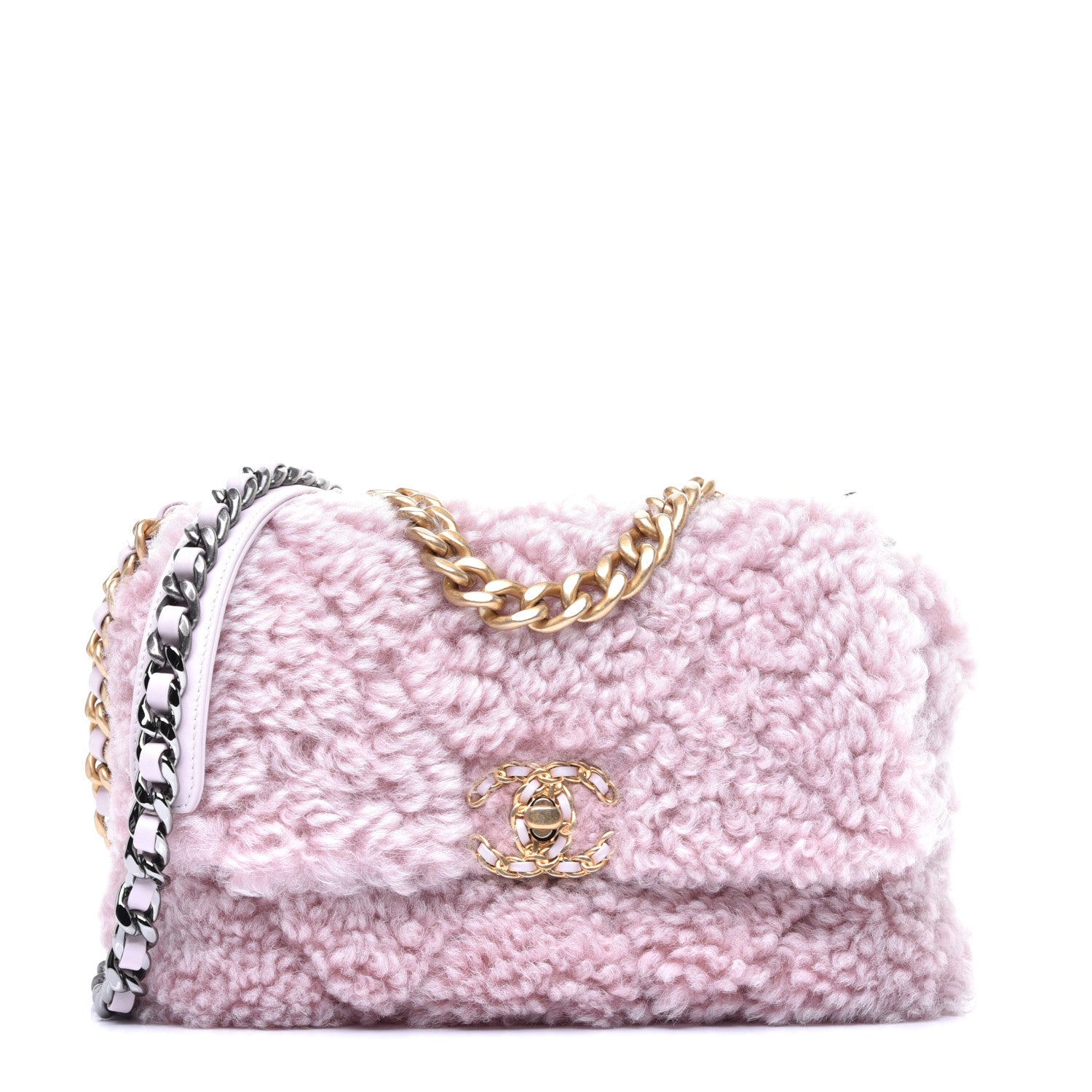 Chanel Shearling Sheepskin Medium 19 Flap Light Pink 1 of 9