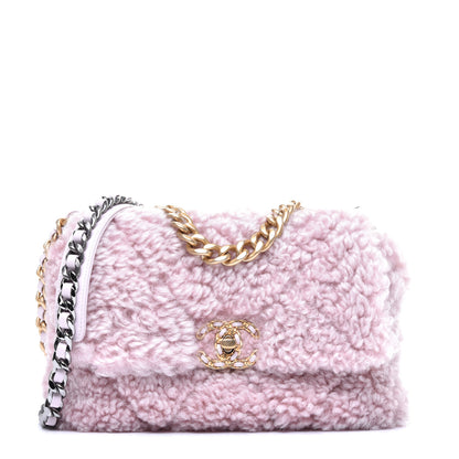 Chanel Shearling Sheepskin Medium 19 Flap Light Pink 1 of 9