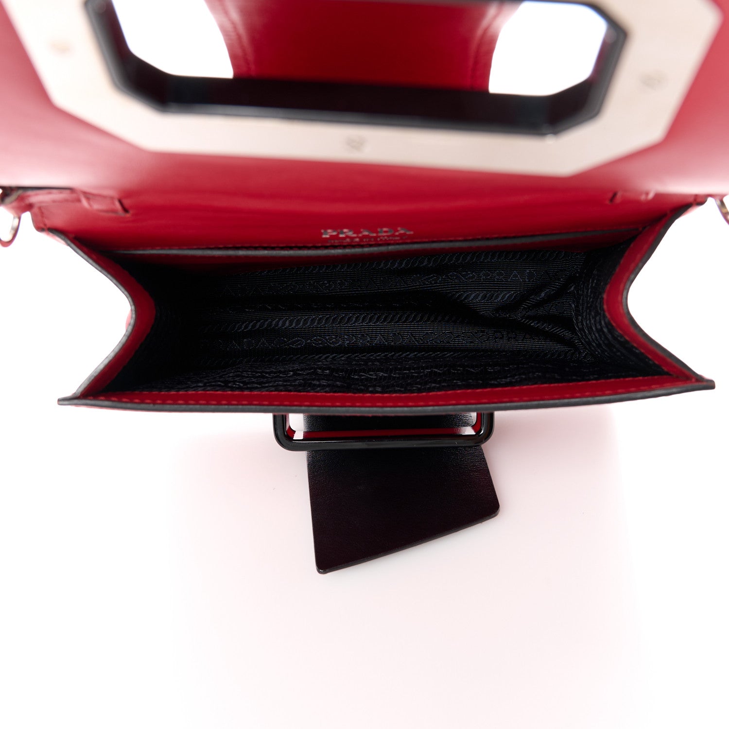 Prada City Calf Plex Ribbon Bag Red 5 of 13
