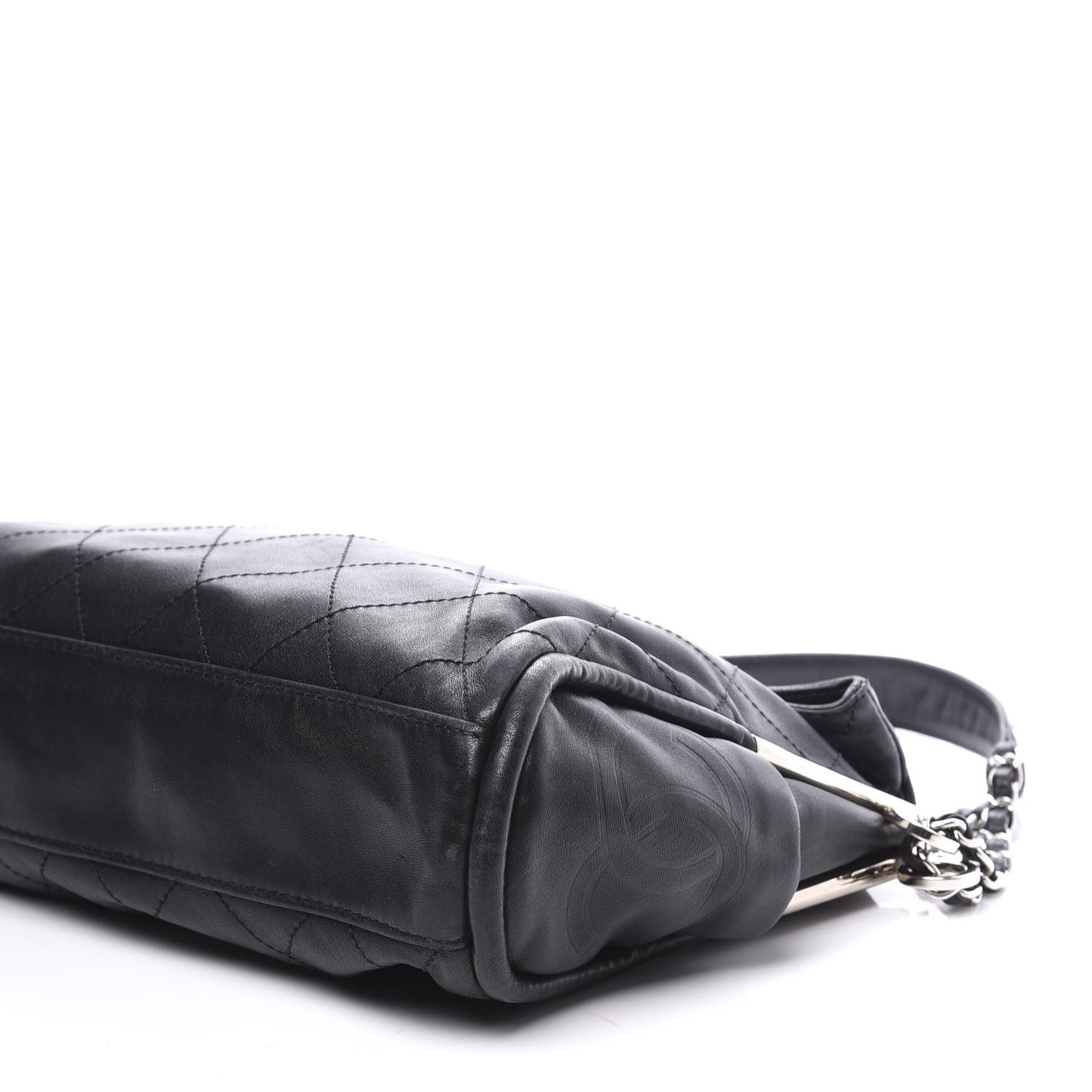 Lambskin Stitched Medium Ultimate Soft Tote Black