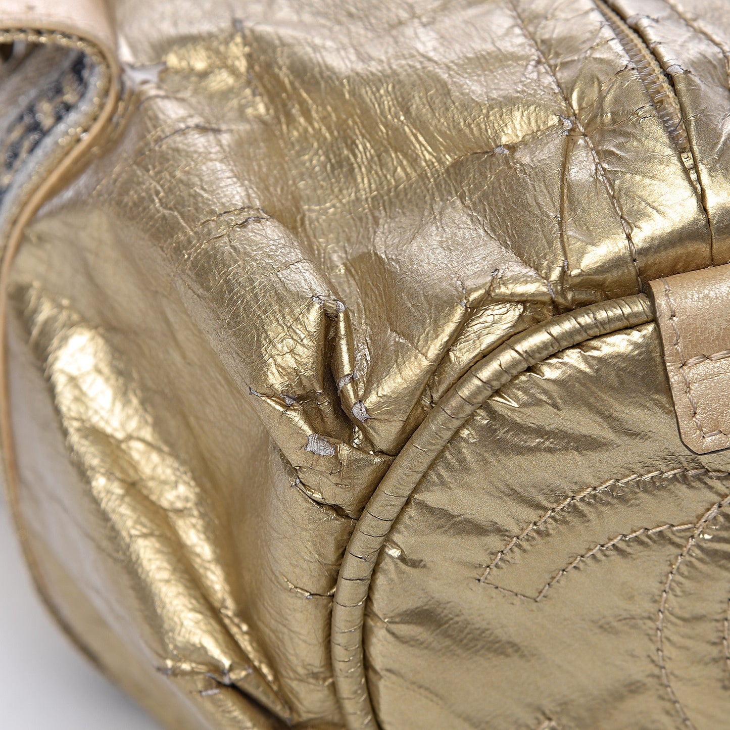 Metallic Coated Canvas Sport Duffle Gold