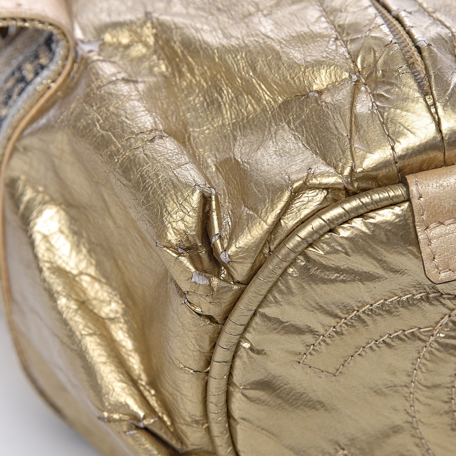 Chanel Metallic Coated Canvas Sport Duffle Gold 17 of 23