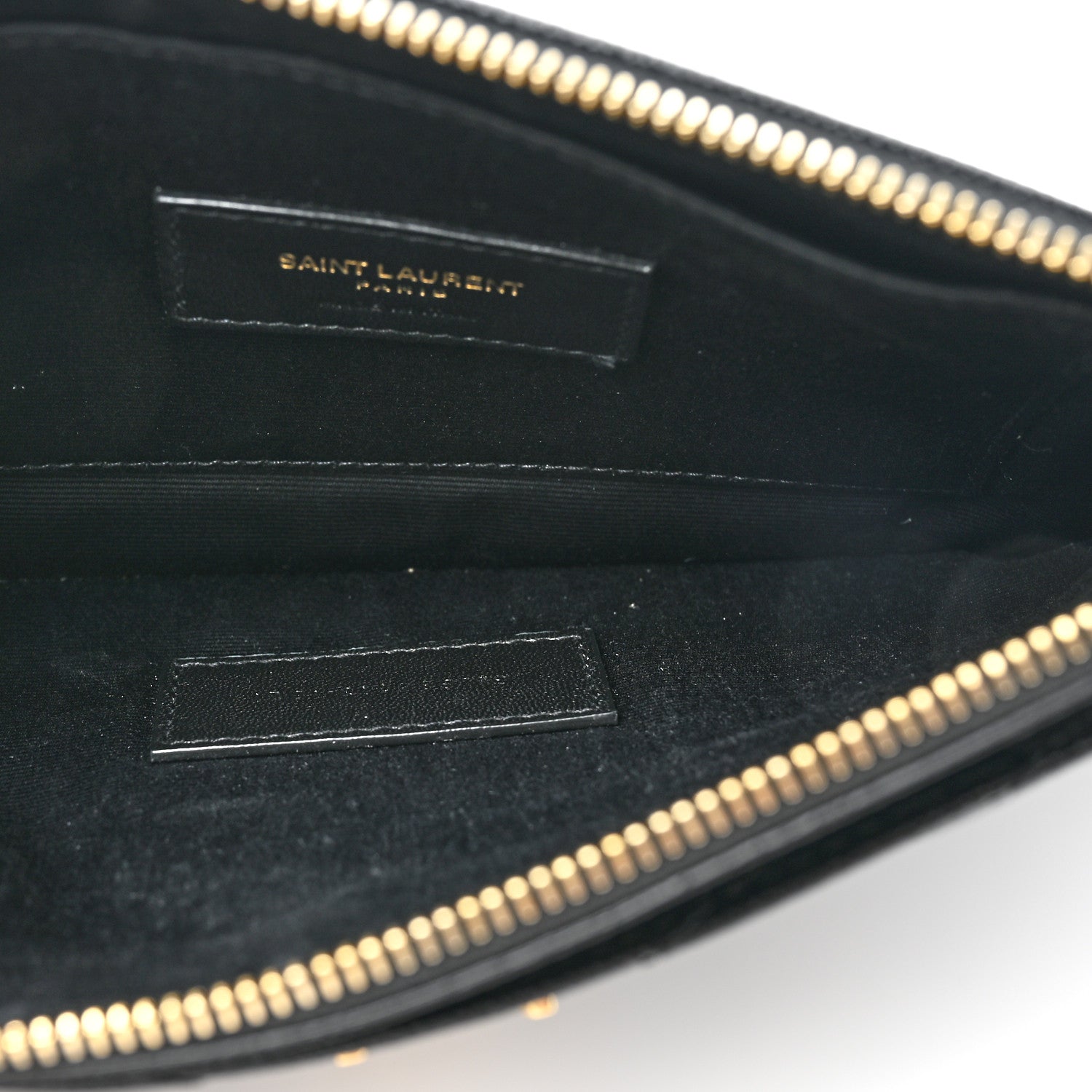 Saint Laurent Grain De Poudre Chevron Monogram Large Bill Pouch Black 6 of 12