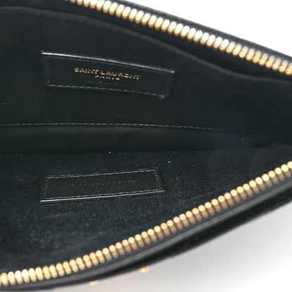 Saint Laurent Grain De Poudre Chevron Monogram Large Bill Pouch Black 6 of 12