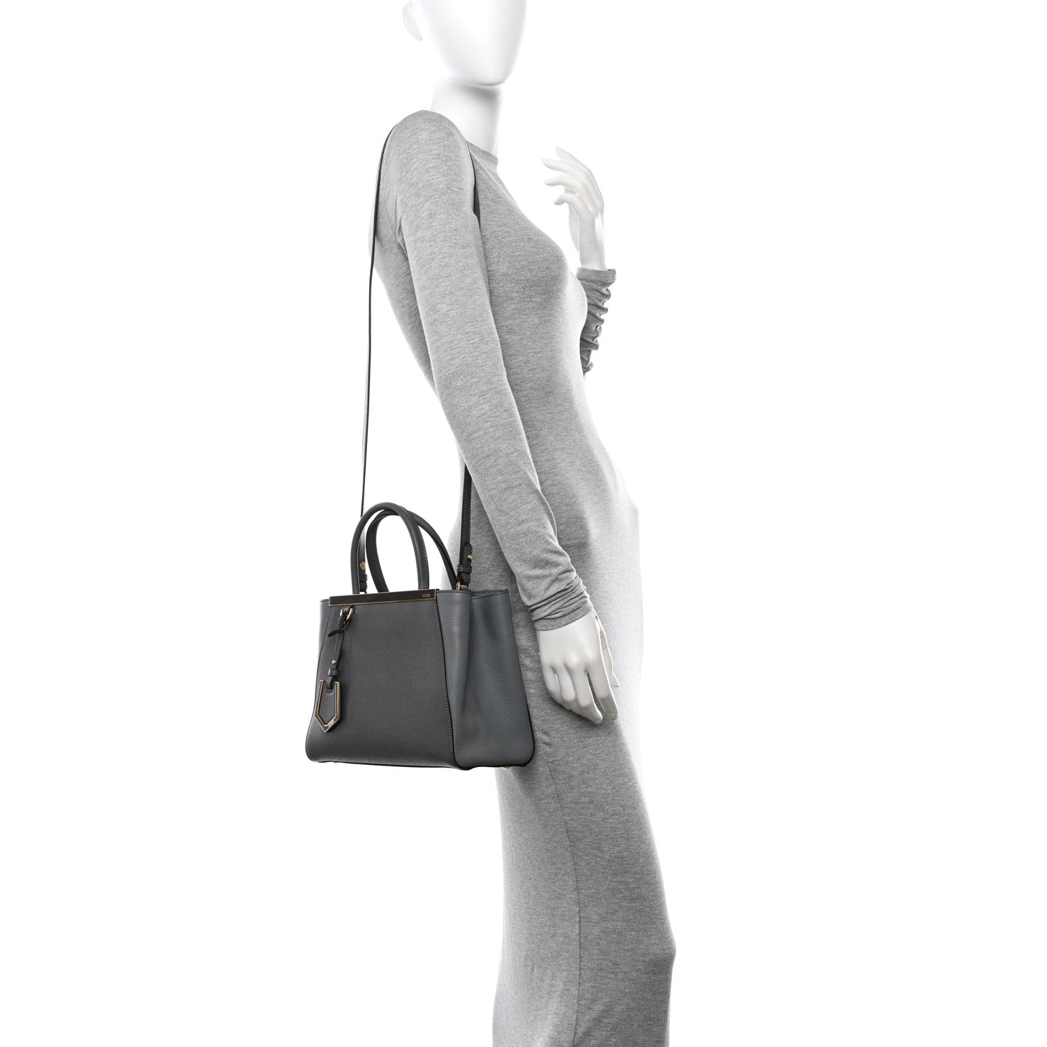 Fendi Vitello Elite Petite 2Jours Tote Grigio Grigio Chiaro 2 of 10