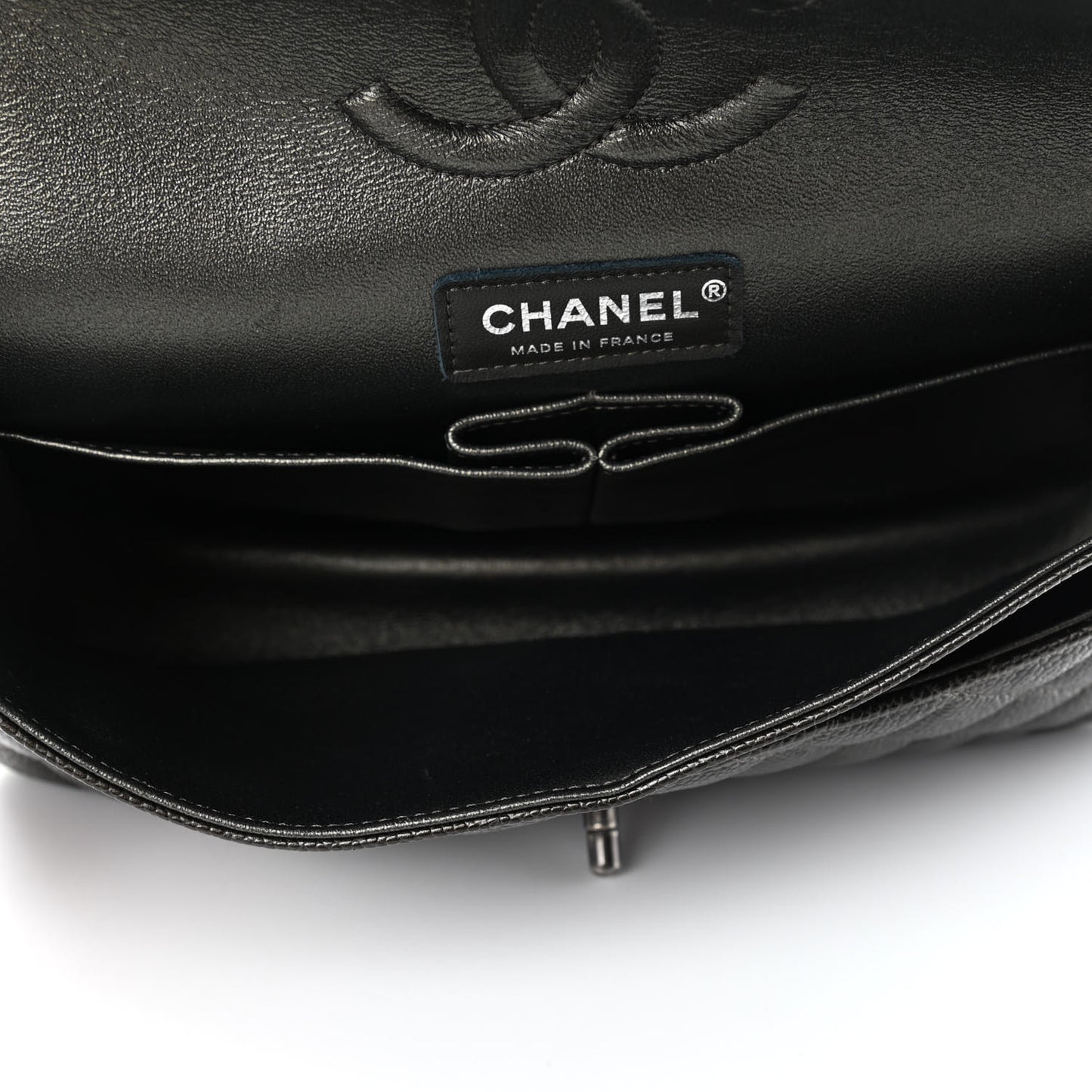 Caviar Quilted Medium Double Flap Black
